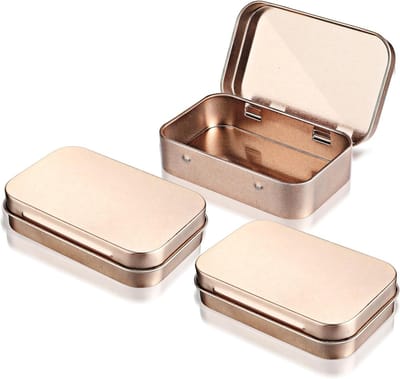 Rechthoekige Metalen Opbergdozen Set van 3 Kleurige Mini Boxen met Deksel voor Snoep, Sleutels en Sieraden - 9.5 x 6 x 2.2 cm (Roze Goud)