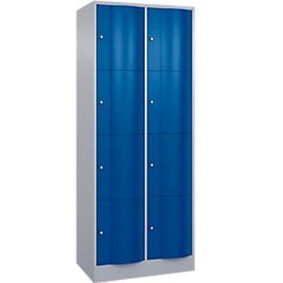 C+P lockerkast Resisto, 2 vakken, 8 vakken, B 772 x D 540 x H 1950 mm, blank aluminium/ gentiaanblauw