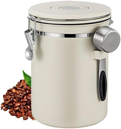 Dailygoods- Koffiecontainer 2800 ml - Luchtdicht - Versheidswiel - CO2-ventiel - Maatlepel 30 ml - Houdt 2 pond bonen vers - Bewaarpot