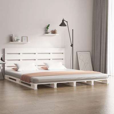vidaXL - Bedframe - zonder - matras - massief - grenenhout - wit - 140x200 - cm