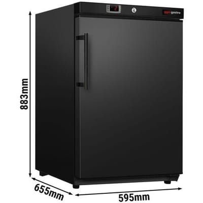 GGM Gastro Mini Lagerkühlschrank ECO - 200 Liter - mit 1 Tür - Innenseite der Tür aus Kunststoff - Schwarz