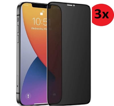 Pearlycase screenprotector Privacy Geschikt voor iPhone 12 Privacy Screenprotector - 6.1 inch - iPhone 12 Pro Privacy Screen protector Tempered Beschermglas 3x