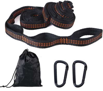 Hangmatriemen - 2 Riemen 200cm - Ophangset voor Hangmat - Boom Montageset Ophanging - Boomschommelriemen - met 2 zwarte gespen en een opbergtas - voor boomschommel-kampeerhangmatten