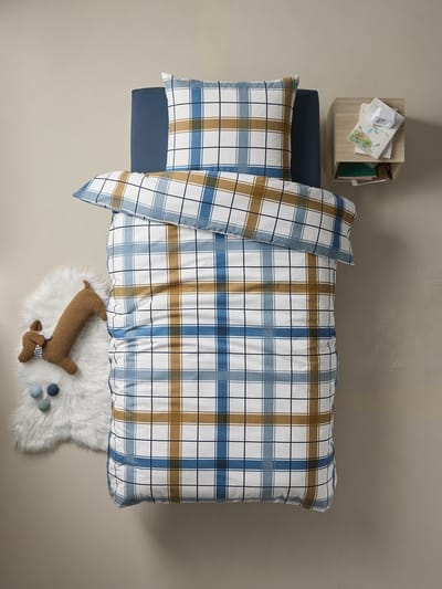 Vertbaudet Kinderdekbedovertrek + kussensloop in RETRO WINTER flanel, met gerecycled katoen