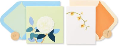 Set Elegante Blanco Kaarten met Enveloppen met Rose en Orchidee Ontwerp
