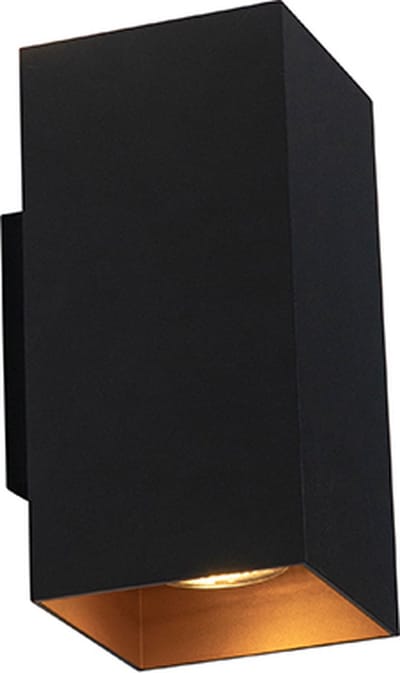 QAZQA sab - Design Dimbare LED Smart Wandlamp incl. wifi met Dimmer Up Down voor binnen - 2 lichts - D 11.4 cm - Zwart Goud - Woonkamer | Slaapkamer | Keuken