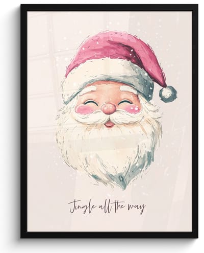 Poster in lijst - Fotolijst 50x70 cm - Posters - Kerstman - Kerst - Quote - Beige - Posterlijst zwart - Decoratie - Wanddecoratie woonkamer - Kerstdecoratie voor binnen - Kerstversiering - Kerstmis versiering in huis - Kerstaccessoires