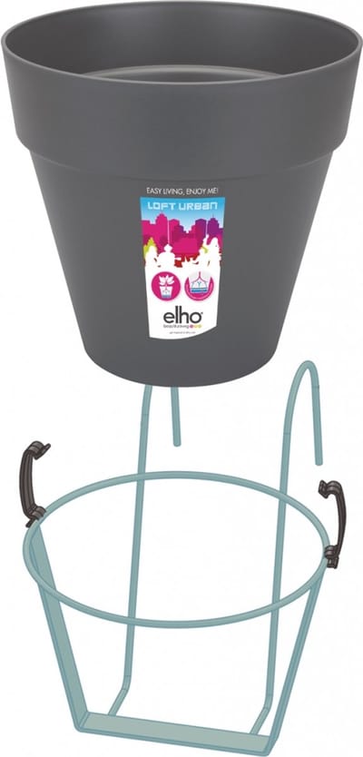 Elho Loft Urban Balkon Potholder 27 - Bloempot voor Balkon Buiten - Ø 19.3 x H 20.0 cm - Antraciet
