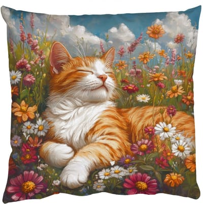Sierkussens - Kussentjes Woonkamer - 50x50 cm - Kat - Bloemen - Ontspannen