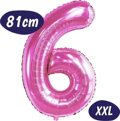 Cijfer Ballonnen - Ballon Cijfer 6 - 70cm Fuchsia Roze - Folie - Opblaas Cijfers - Verjaardag - 6 jaar, 16 jaar, 60 jaar - Versiering