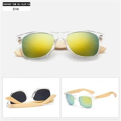 14 Kleur Houten Zonnebril Heren Dames Vierkant Bamboe Dames Voor Dames Heren Spiegel Zonnebril retro de sol masculino Handgemaakt beige