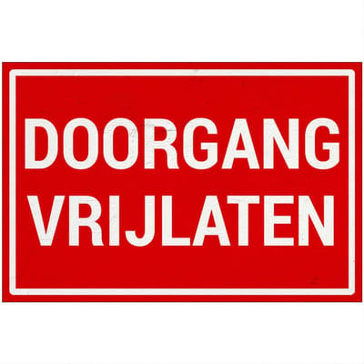Doorgang vrijlaten bord | Sign Again materiaal | 18 x 12 cm