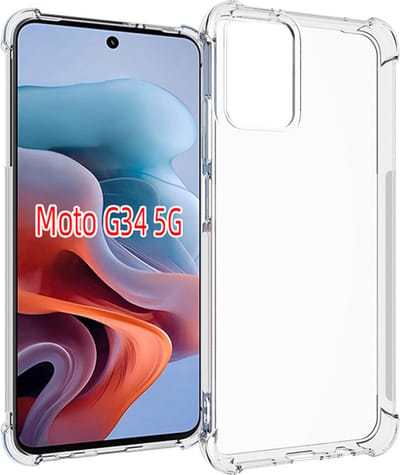 MobyDefend Hoesje - Geschikt voor Motorola Moto G34 - Transparante Shockproof TPU Backcover - Verstevigde Hoeken - Volledig Doorzichtig