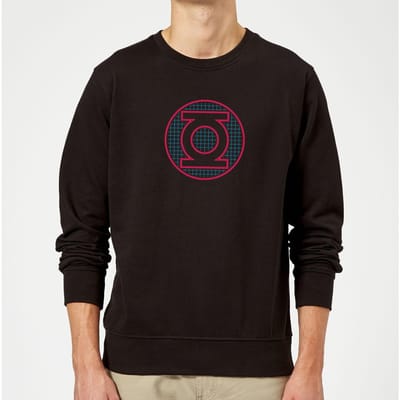 Justice League Green Lantern Retro Grid Logo Sweatshirt - Black - S