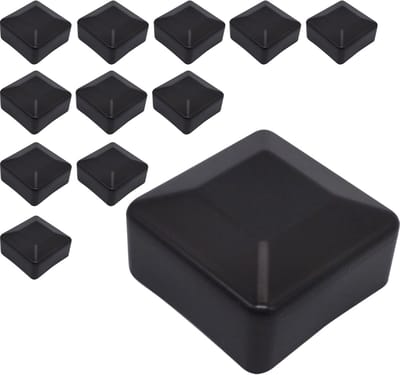 Vierkante Hekpaaldoppen 50 x 50 mm - Zwarte kunststof doppen voor hekpalen - 12 stuks