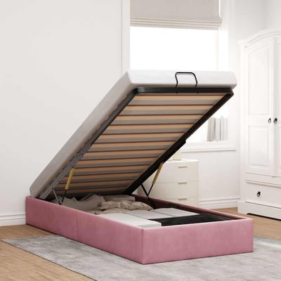 vidaXL - Bedframe - zonder - matras - 100x200 - cm - fluweel - roze