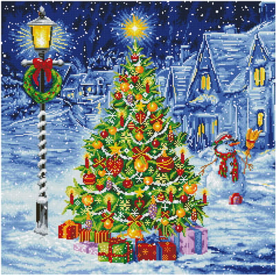 Diamond Painting Volwassenen - Ronde Steentjes - Volledig Pakket - Hobby - Diamond Dotz® - DD15.016 - Oh denneboom in de sneeuw 67 x 67cm