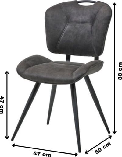 WAYS. – Moderne Matstoffen eetkamerstoelen – Grijs – Met handige rug hendel – Houten poten – 6 stuks