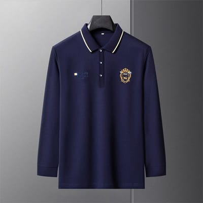 Heren Lange Mouw Middenleeftijd Heren High-end Mode Zakelijk T-shirt XXXXL black