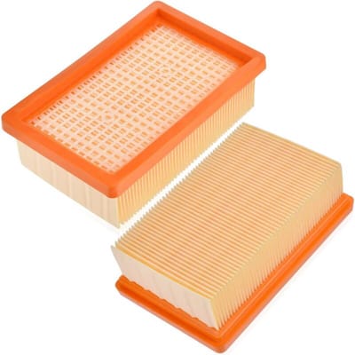 geschikt voor Rebirthcare platte geplooide filters (2 stuks), geschikt voor Kärcher stofzuigers 2.863-005.0 - Kärcher WD4, WD5, WD6, MV4, MV5, MV6 - Kärcher stofzuiger vervangingsonderdelen.