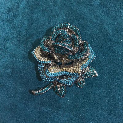 Roos Bloem Broche Retro Strass Bloem Pin Pak Jas Gepersonaliseerde Corsage Accessoires blauw