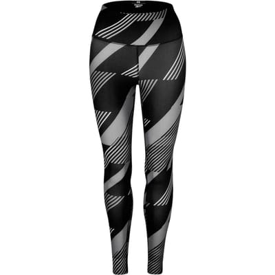 Reebok Geometrische skinny-legging voor dames (Zwarte nacht)