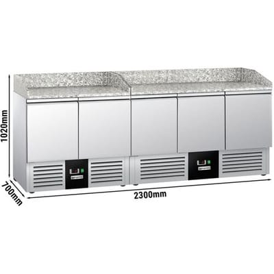 GGM Gastro Pizzakühltische PREMIUM - 2300x700mm - 5 Türen Zilver