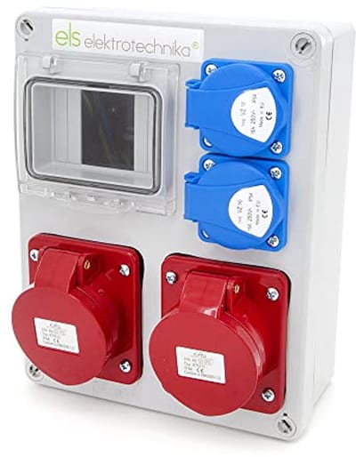 Stroomverdeler voor Bouw met Schuko en CEE Stopcontacten, IP44, Leeg en Flexibel