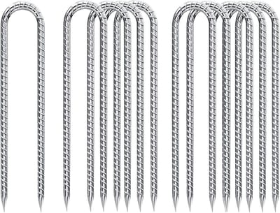 Grondanker-haringen, 10 stuks, verzinkt, trampoline, outdoor, grondanker, 30 cm, U-vorm, grondnagels, heavy duty, voor zekering, luifels, trampolines, kippenhok