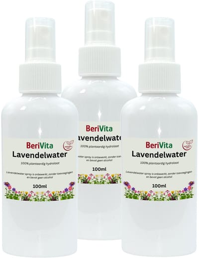 Lavendelwater 3x100ml Spray - Puur - Hydrosol, Hydrolaat van Lavendel Bloemen - Gezicht en Body Mist - Natuurlijke Toner