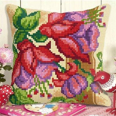 Borduurpakket kussenpakket fuchsia orchidea 9024