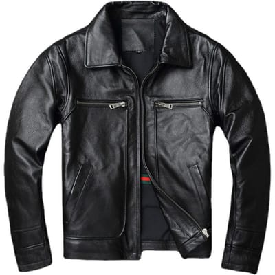 Heren koeienhuid jas Vintage heren leren jas Echt lederen kleding Heren winterjas Motorbiker jassen XXXXL gray