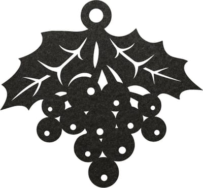 Kerstbes vilt onderzetter - Zwart - 6 stuks - 10 x 10 cm - Tafeldecoratie - Glas onderzetter - Valentijn - Cadeau - Woondecoratie - Tafelbescherming - Onderzetters voor glazen - Keukenbenodigdheden - Woonaccessoires - Tafelaccessoires