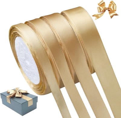 Gouden Satijnen Lint Set 6/10/15/20mm voor Cadeaus, Bruiloften en Feestjes - Perfect voor Inpakken en Versieren van Geschenken