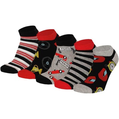 Apollo - Jongens sneakersokken - Grijs/Rood -10-Pak - Maat 23/26 - Enkelsokken jongens - Sneakersokken kinderen