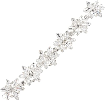 Dailygoods- Bloem Decoratieve Strass Kraag - Glanzende Glas Bloem - Ketting voor Doe-Het-Zelf - Sierlijst voor Schoenen/Riem/Tas - Creatieve Accessoires - 21,2 x 3,6 cm - Decoratie