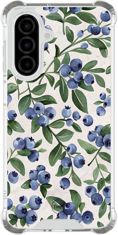 Shockproof hoesje geschikt voor Samsung Galaxy A26 - Blueberries - Schokbestendig - Verhoogde randen - TPU case - Extra Sterke Back Cover - Print - Transparant, Blauw