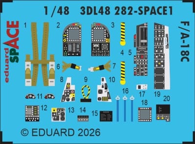 Eduard Modelbouwdecoratie - 3DL48282 Sp - Accessoires Set voor McDonnell Douglas F/A-18C Hornet - Photo-etch