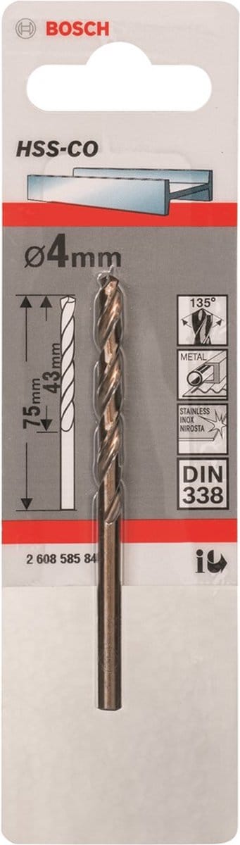 Bosch - Metaalboren HSS-Co, Standard 4 x 43 x 75 mm