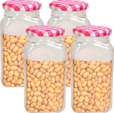 Plasticforte Weckpot/inmaakpot Classic - 4x - 600ml - kunststof - draaideksel - roze - D7 x H15 cm