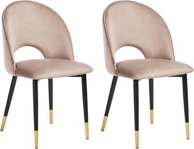 MAGALIA - Eetkamerstoel set van 2 - Taupe - Fluweel