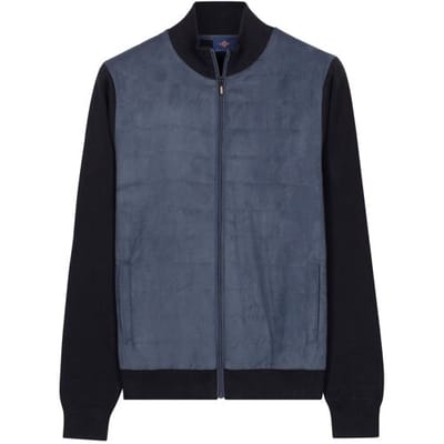 Baileys Vest Full Zip Milano Knit Suedine Front Light Padded Quilted Dark Denim Blue / male