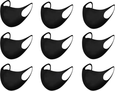 9x FASHION Mondkapje - ZWART - Mondmasker - Wasbaar - Mondkapjes - Black - Facemask - Mouth mask - Herbruikbaar - Adembescherming - Mannen, Vrouwen en Kinderen - Bescherming Openbaar Vervoer - OV