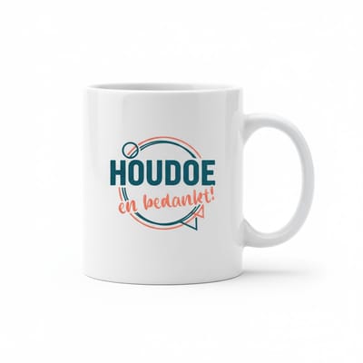 Houdoe en Bedankt Mok – Afscheidscadeau met Nederlandse Tekst | Keramische Koffiemok 330 ml