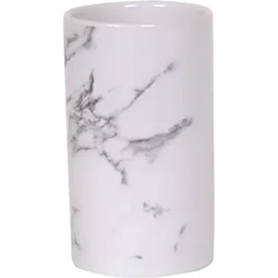 MSV Tandenborstelhouder Toscana – Badkameraccessoires Beker voor Tandenborstel en Tandpasta – Badkamer Houder Wit – 6,6 x 6,3 x 10,5 cm