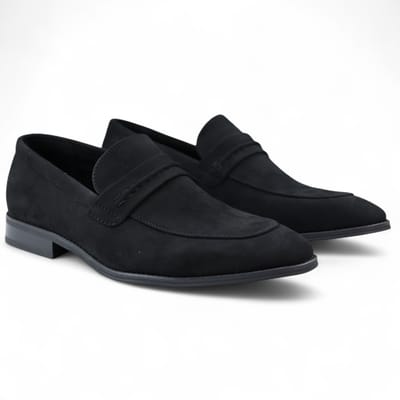 Zwarte suède mocassin loafers voor heren, slimme instappers