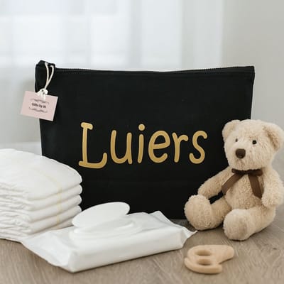 Organizer | Luiers | Etui | Luiertas | Verschoningsdoekjes | Baby | Opbergtas | Katoen | Zwart | Goud | Kraamcadeau