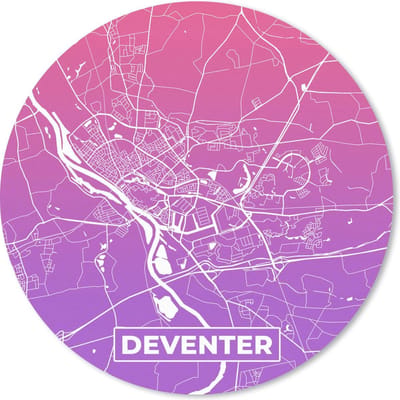 Muismat rond 20x20 cm - Mousepad Stadskaart - Deventer - Nederland - Ronde muismatten