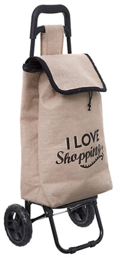 5Five Boodschappentrolley Shopping - jute beige - 34 x 28 x 91 cm - 33 liter - boodschappentas op wielen