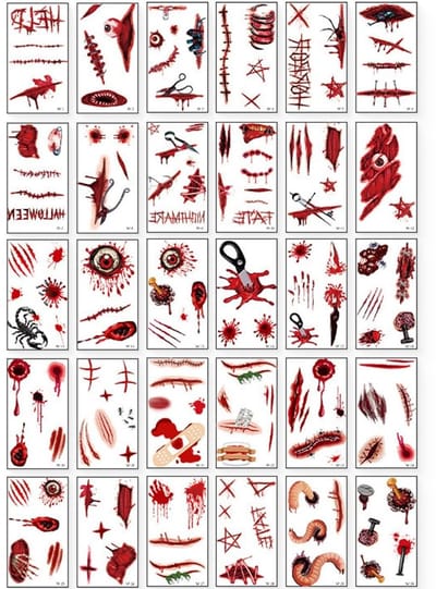 Dailygoody - Halloween-make-up - namaak-wonden - veilig en niet giftig - 30 vellen - make-upaccessoires - voor horrormake-up - geschikt voor elke gele.